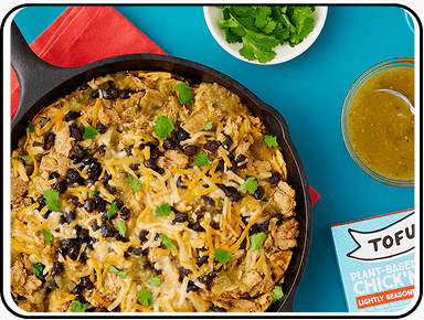 Green Chili Chick’n Skillet Enchiladas